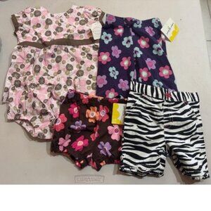Girls 5 Pc Summer 0/3 months Dress, Bloomers, Shorts & Capris